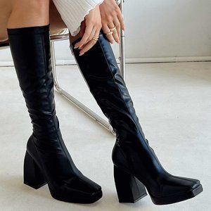 Princess Polly Zayas Knee High Boots Black